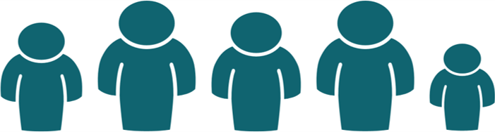Graphic showing several people of different sizes