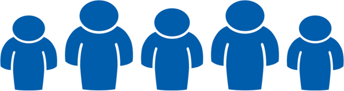 Graphic showing several people of different sizes