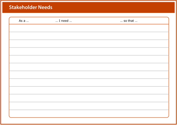 Image of the stakeholder needs worksheet